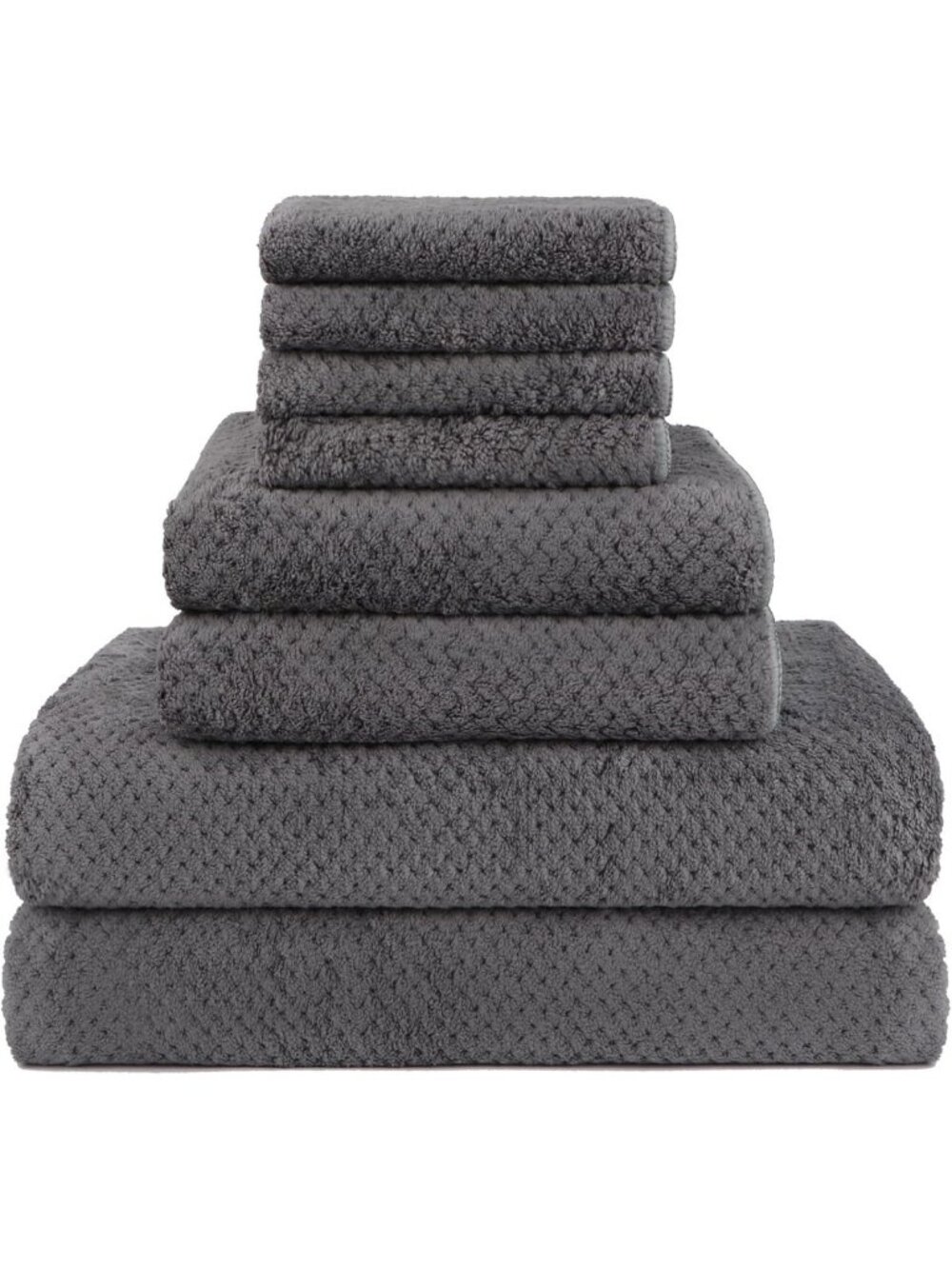 Soft Absorbent 8-Piece Bath Towel Set - 2 Bath, 2 Hand, 4 Wash Cloths, Grey
